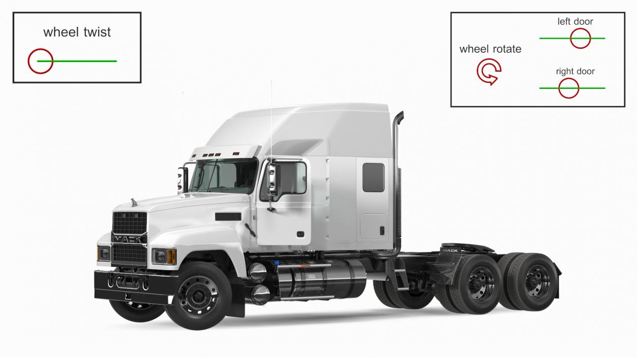 Mack Pinnacle 2025 Truck White Rigged 3D