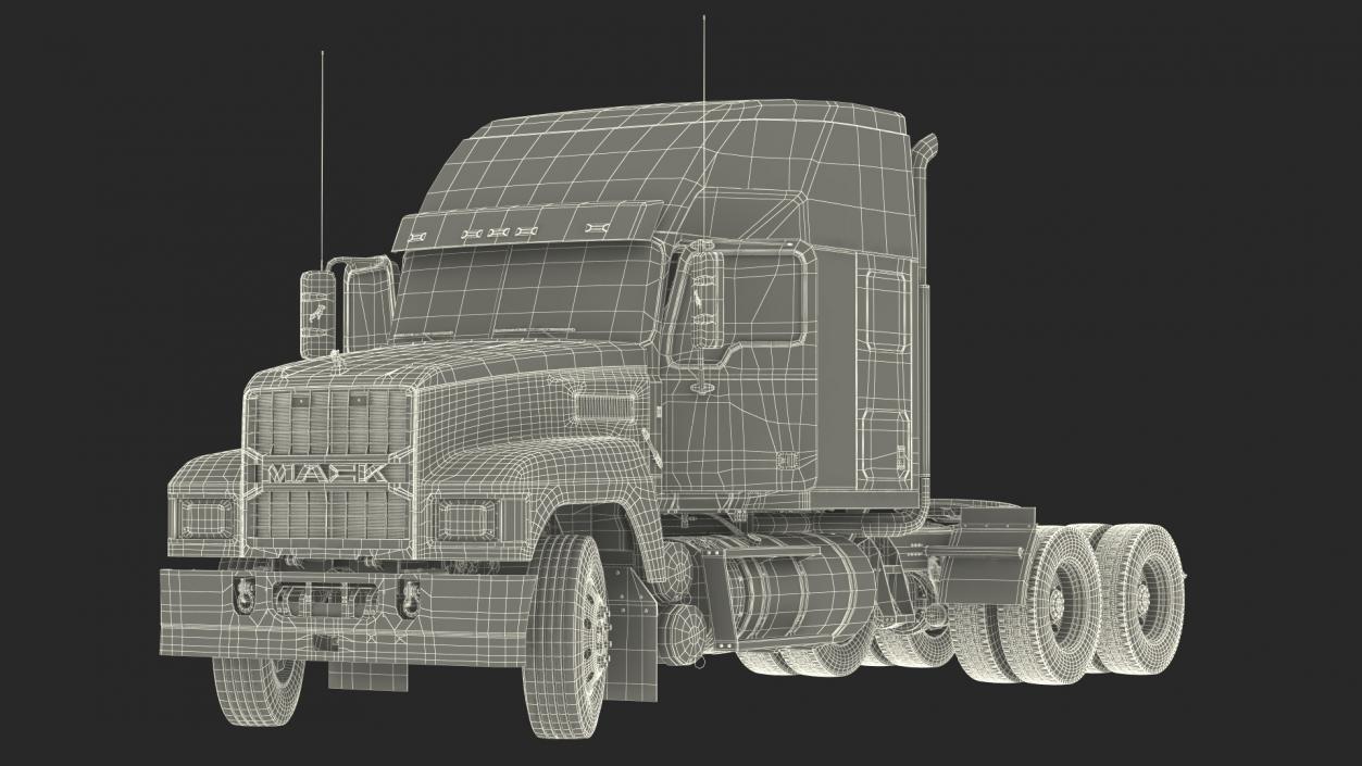 Mack Pinnacle 2025 Truck White Rigged 3D