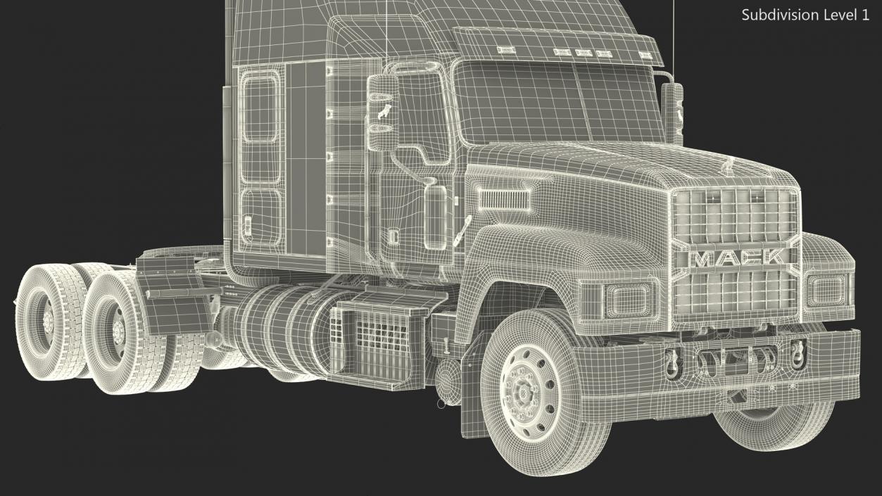 Mack Pinnacle 2025 Truck White Rigged 3D