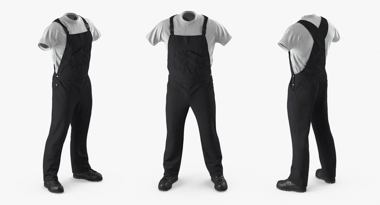 Long Sleeve Coveralls Uniform with Hardhat 3D