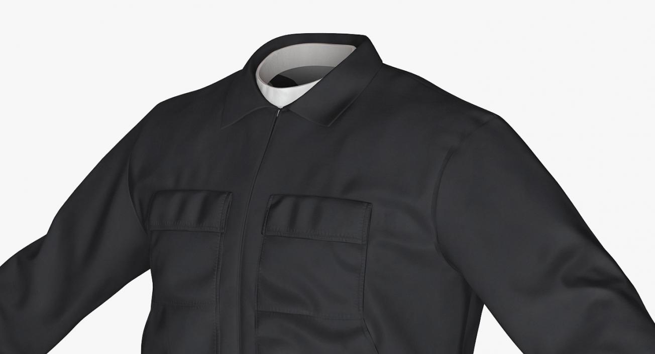 Long Sleeve Coveralls Uniform with Hardhat 3D