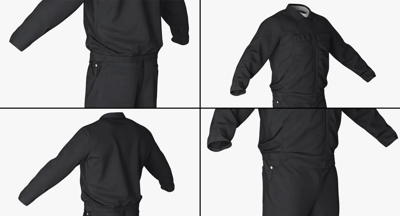 Long Sleeve Coveralls Uniform with Hardhat 3D