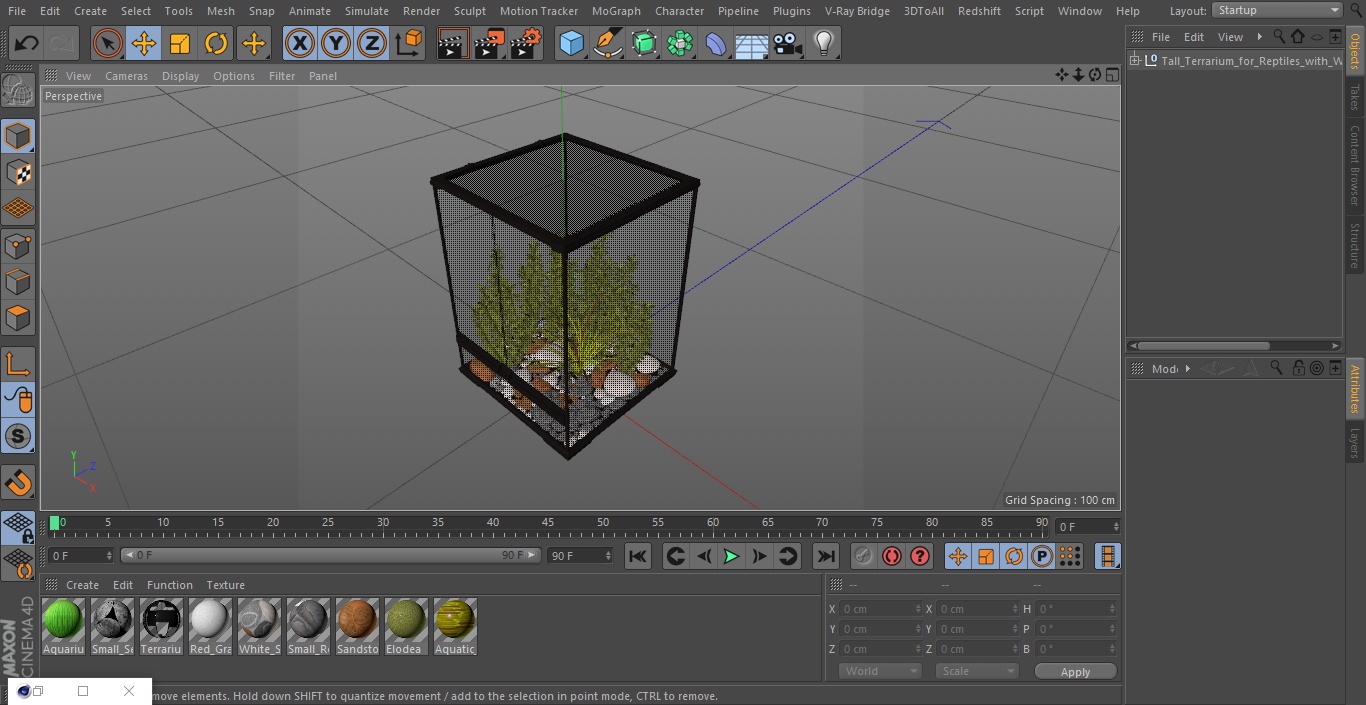 Tall Terrarium for Reptiles with Wild Plants 3D model