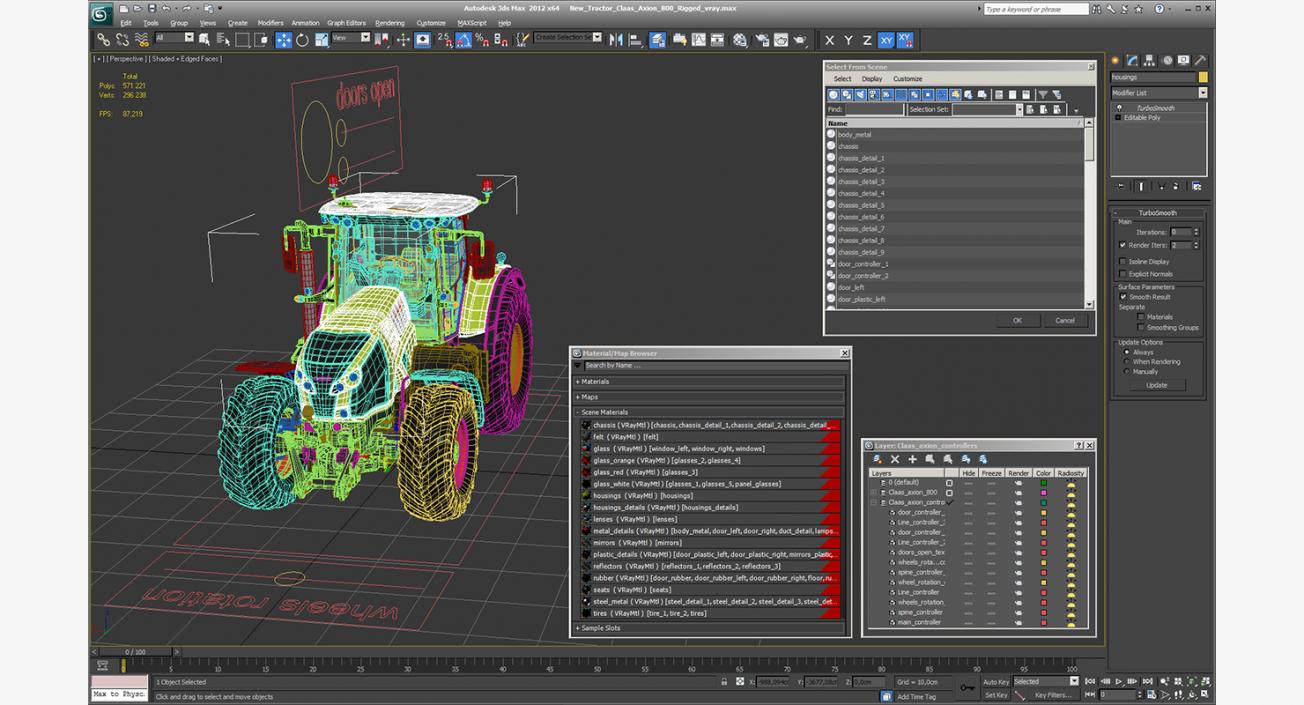 New Tractor Claas Axion 800 Rigged 3D model