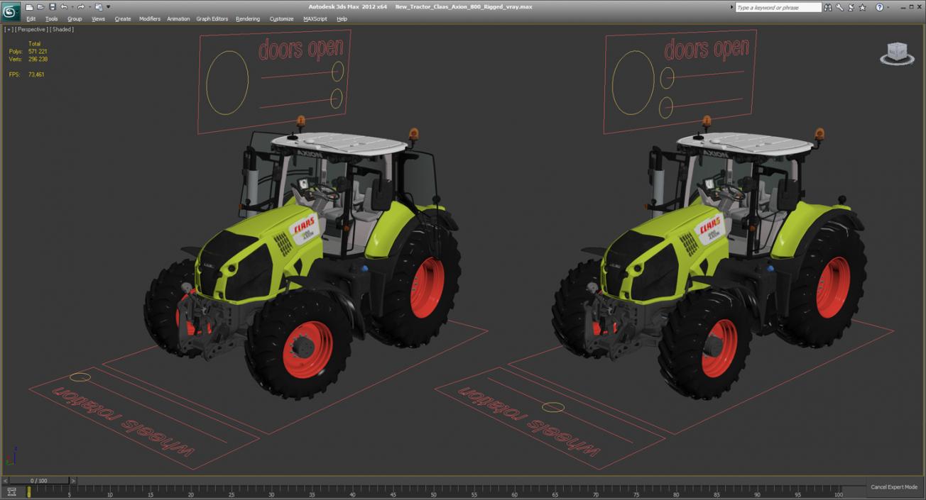 New Tractor Claas Axion 800 Rigged 3D model