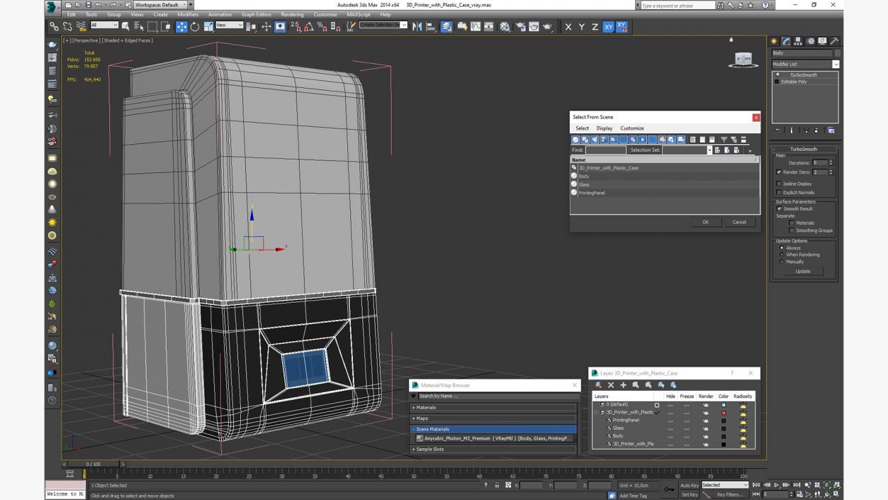 3D model Printer with Plastic Case