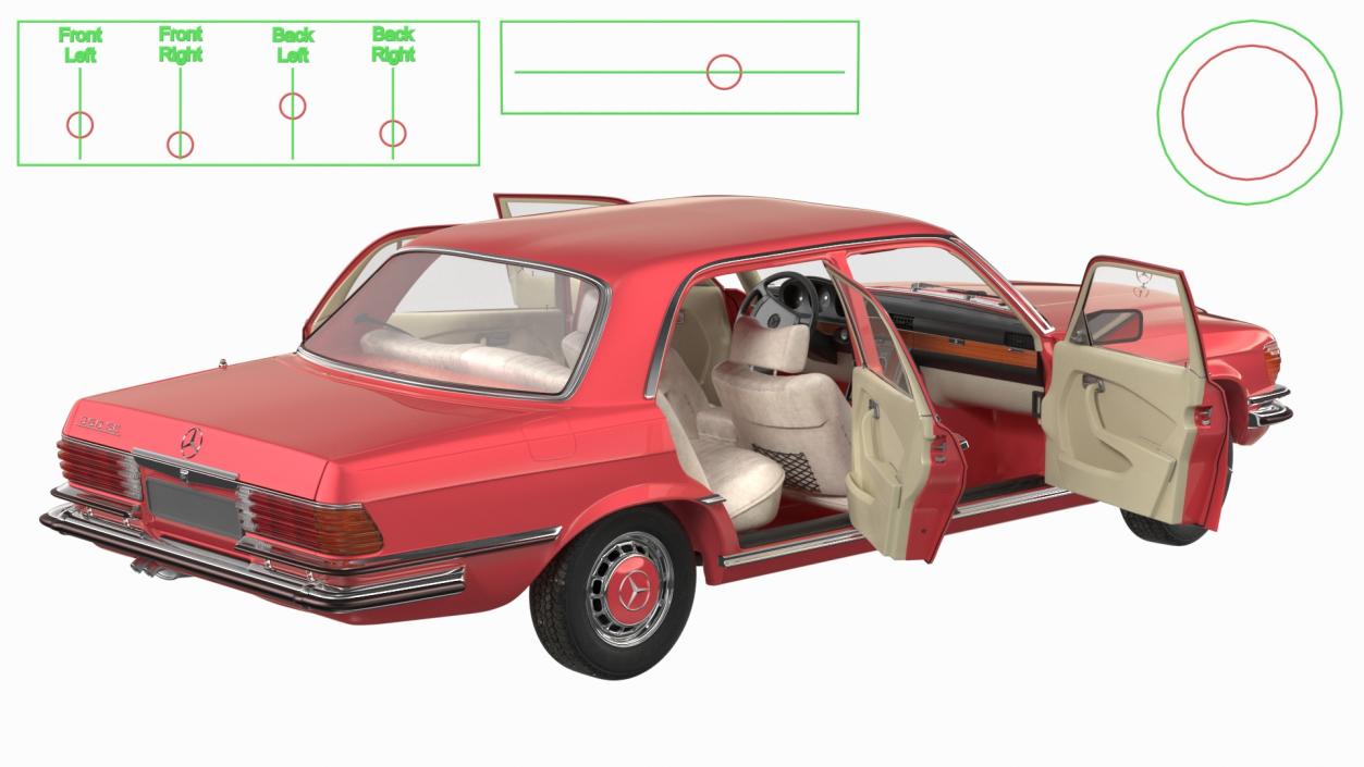 Mercedes Benz 350 SE Orange Rigged 3D model