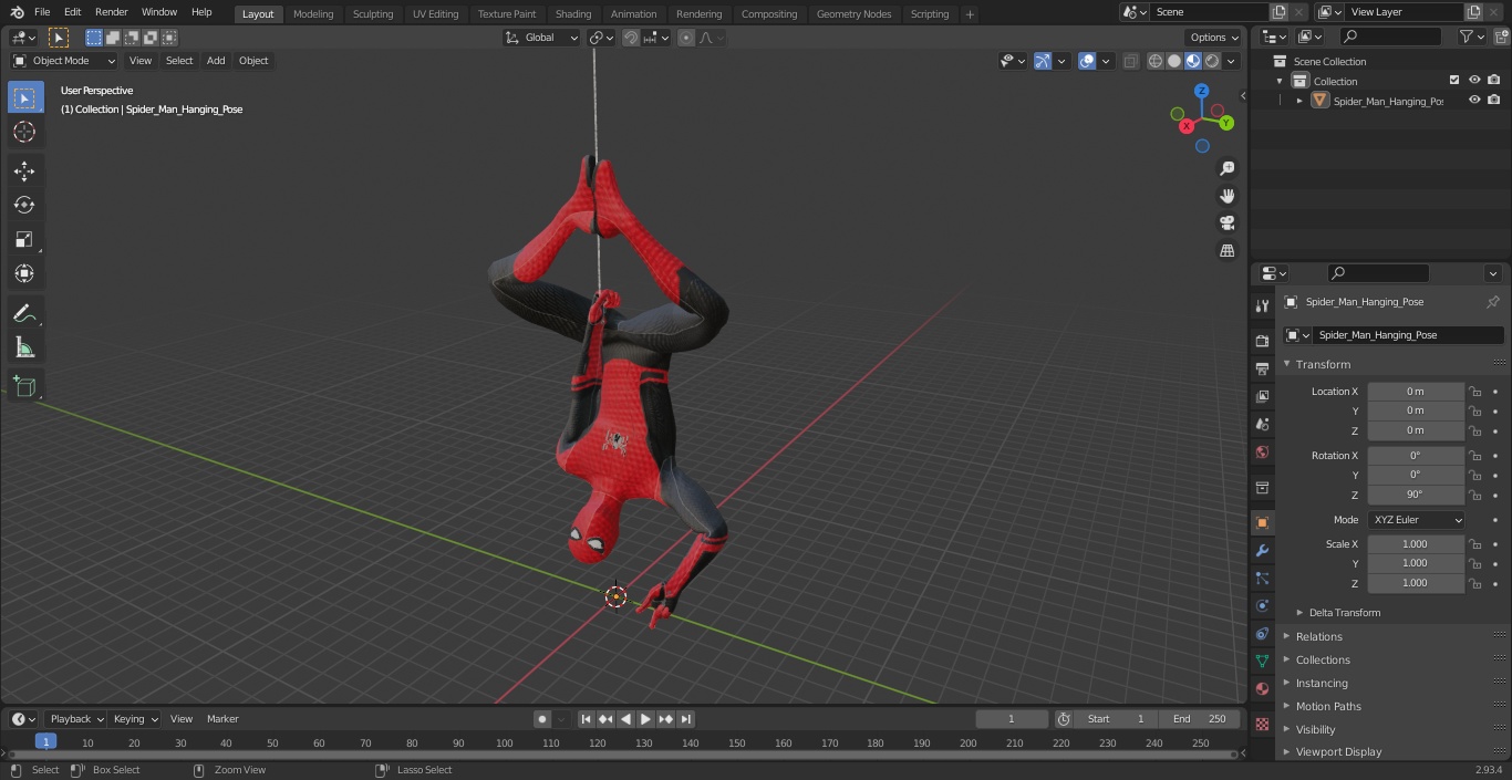 3D Spider Man Hanging Pose model