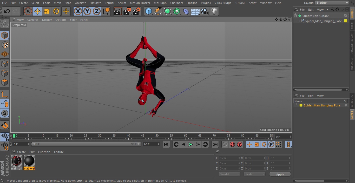 3D Spider Man Hanging Pose model