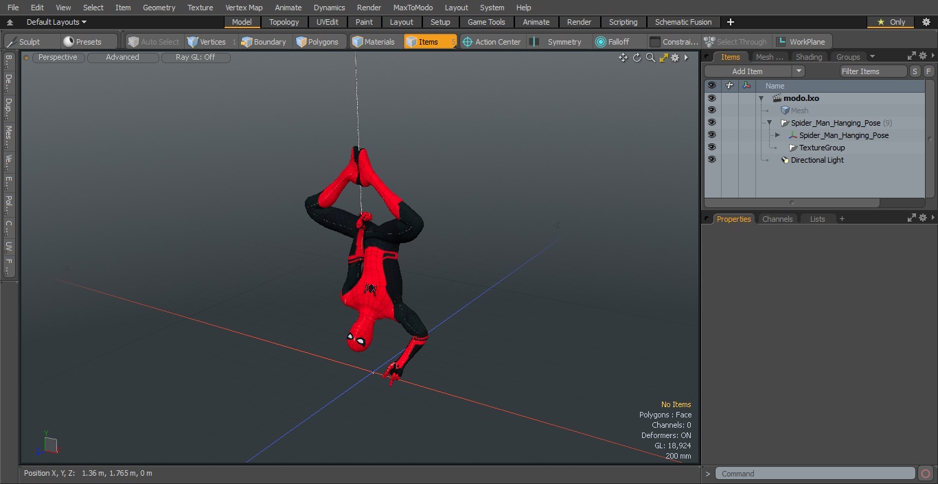 3D Spider Man Hanging Pose model