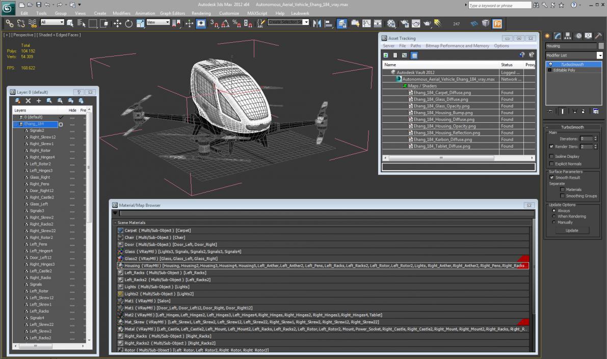 3D model Autonomous Aerial Vehicle Ehang 184