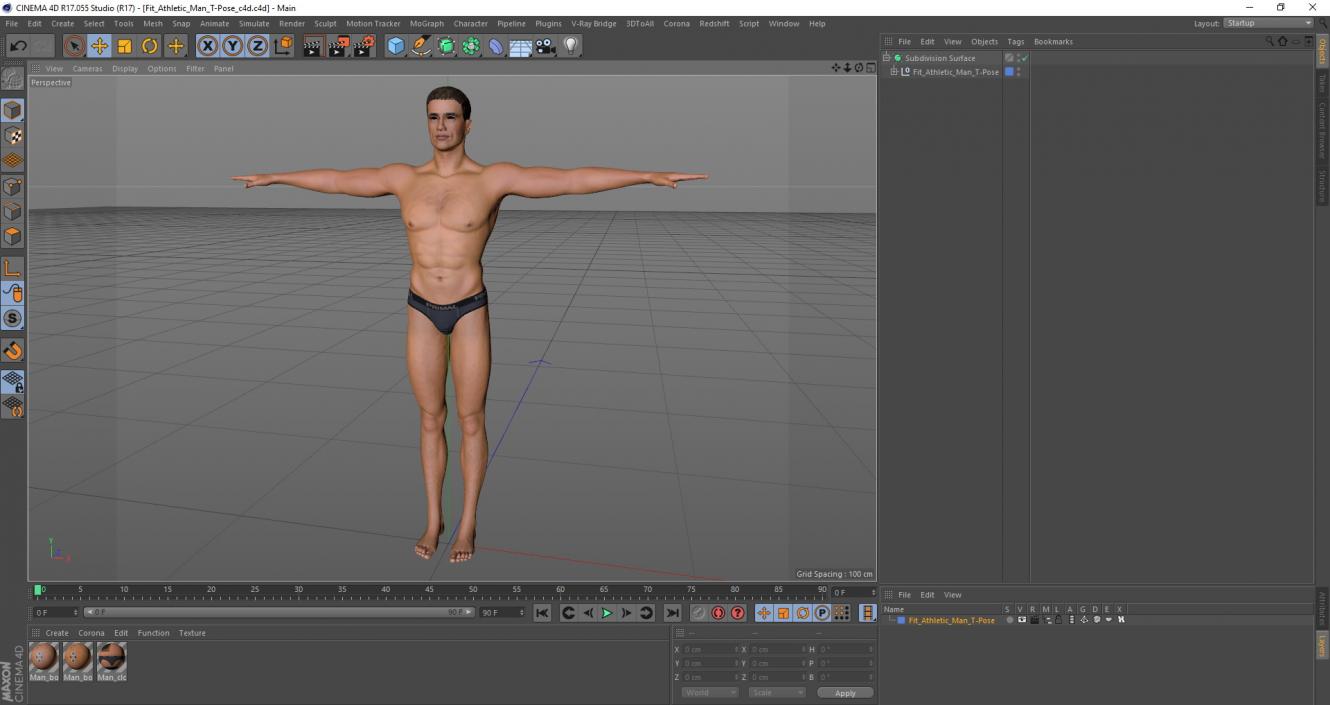 Fitness Athletic Man T-Pose 3D