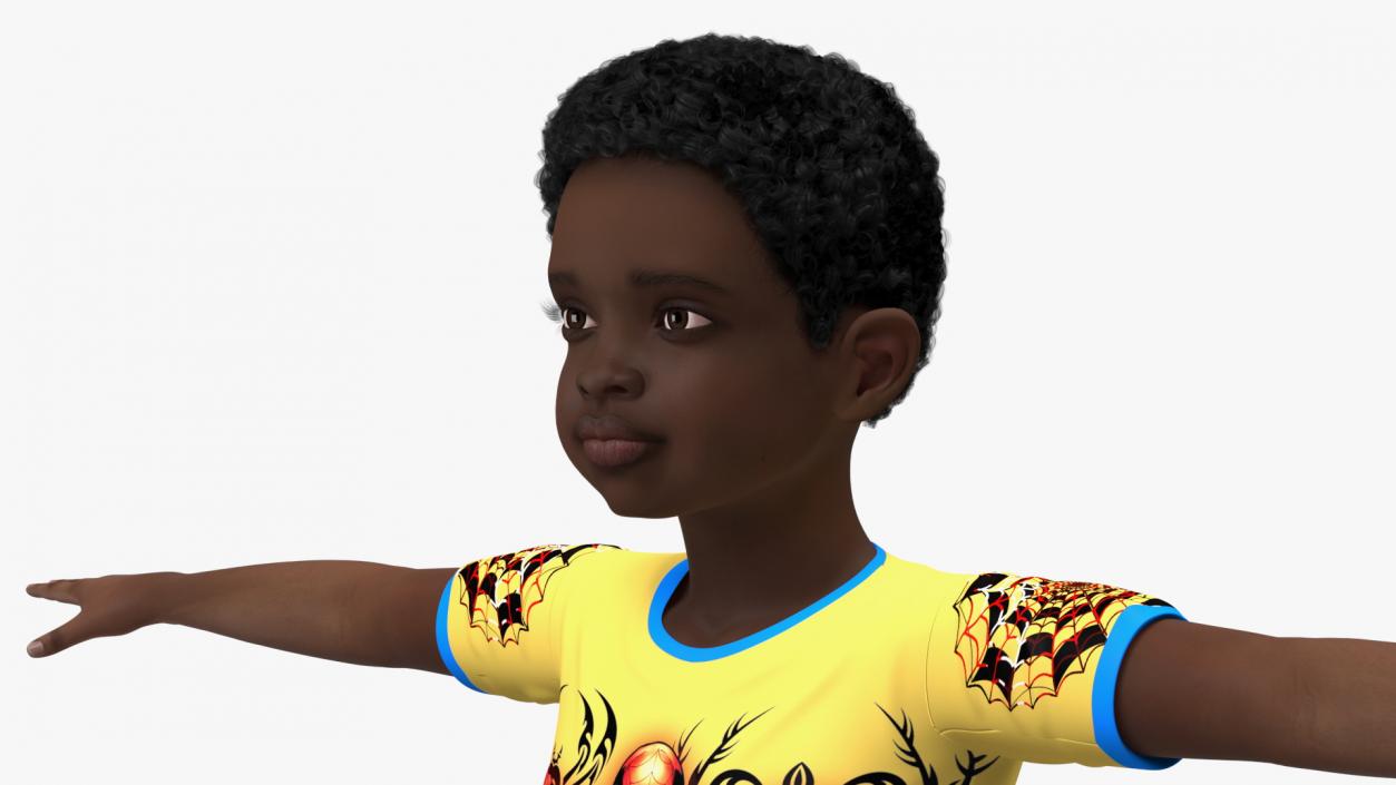 3D Black Child Boy Home Style Rigged model