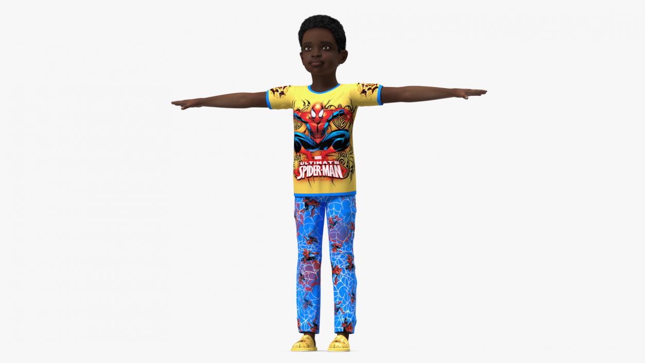 3D Black Child Boy Home Style Rigged model