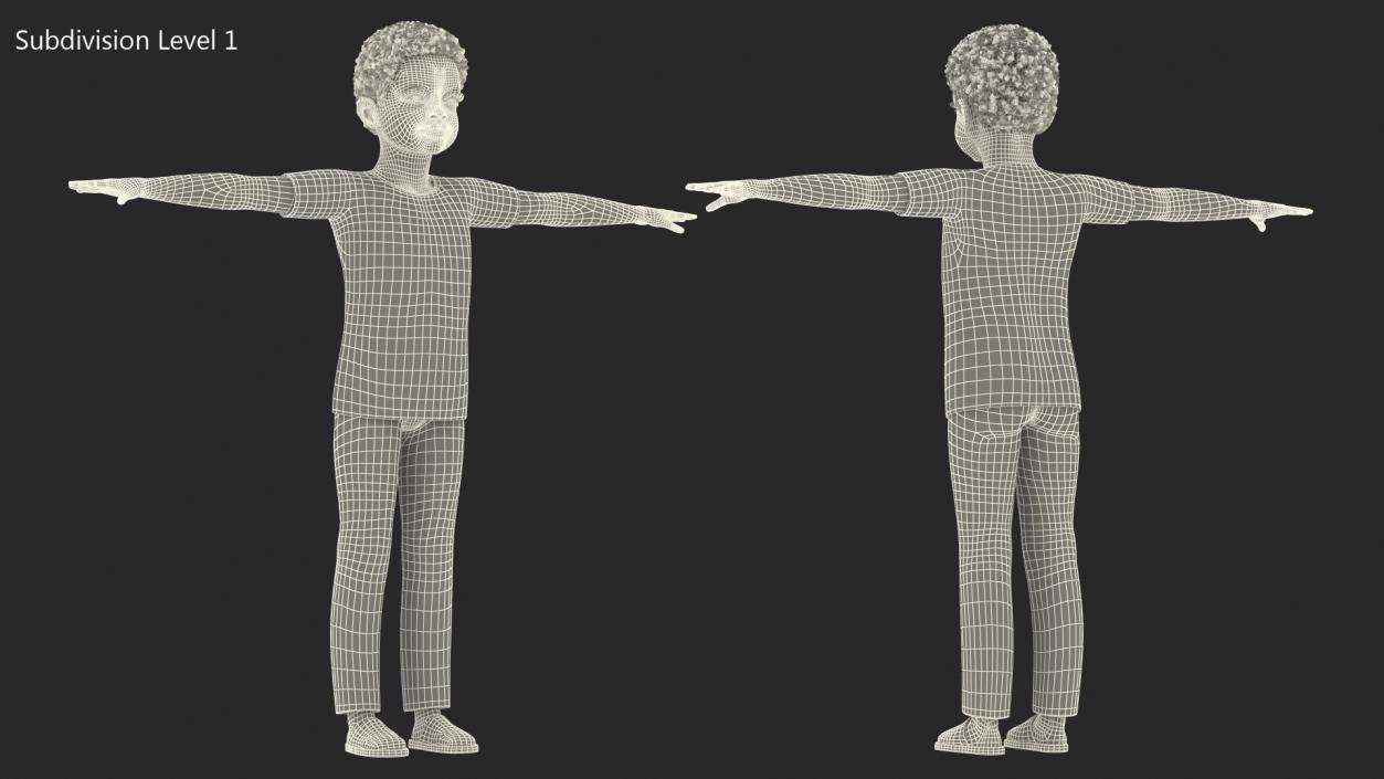 3D Black Child Boy Home Style Rigged model