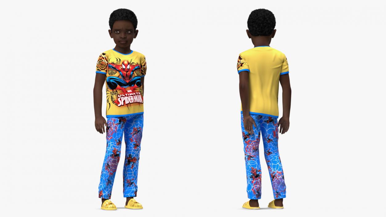 3D Black Child Boy Home Style Rigged model