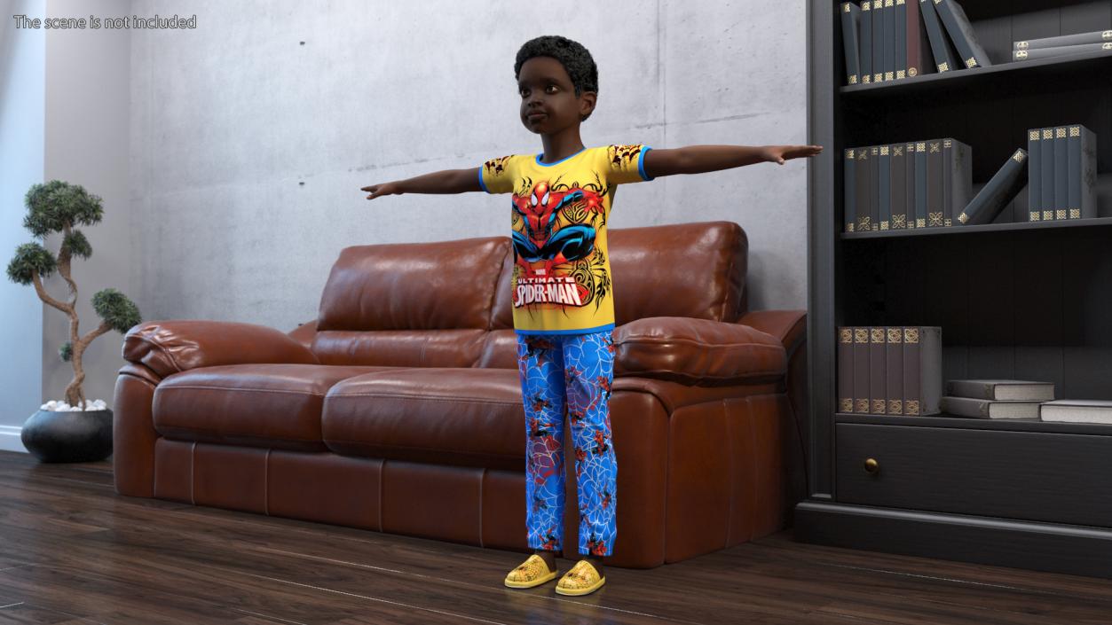 3D Black Child Boy Home Style Rigged model