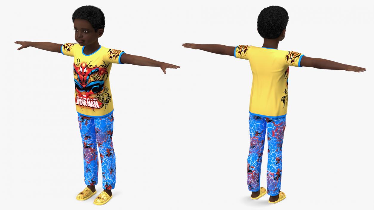 3D Black Child Boy Home Style Rigged model