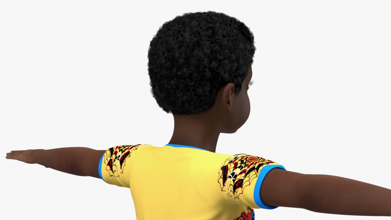 3D Black Child Boy Home Style Rigged model