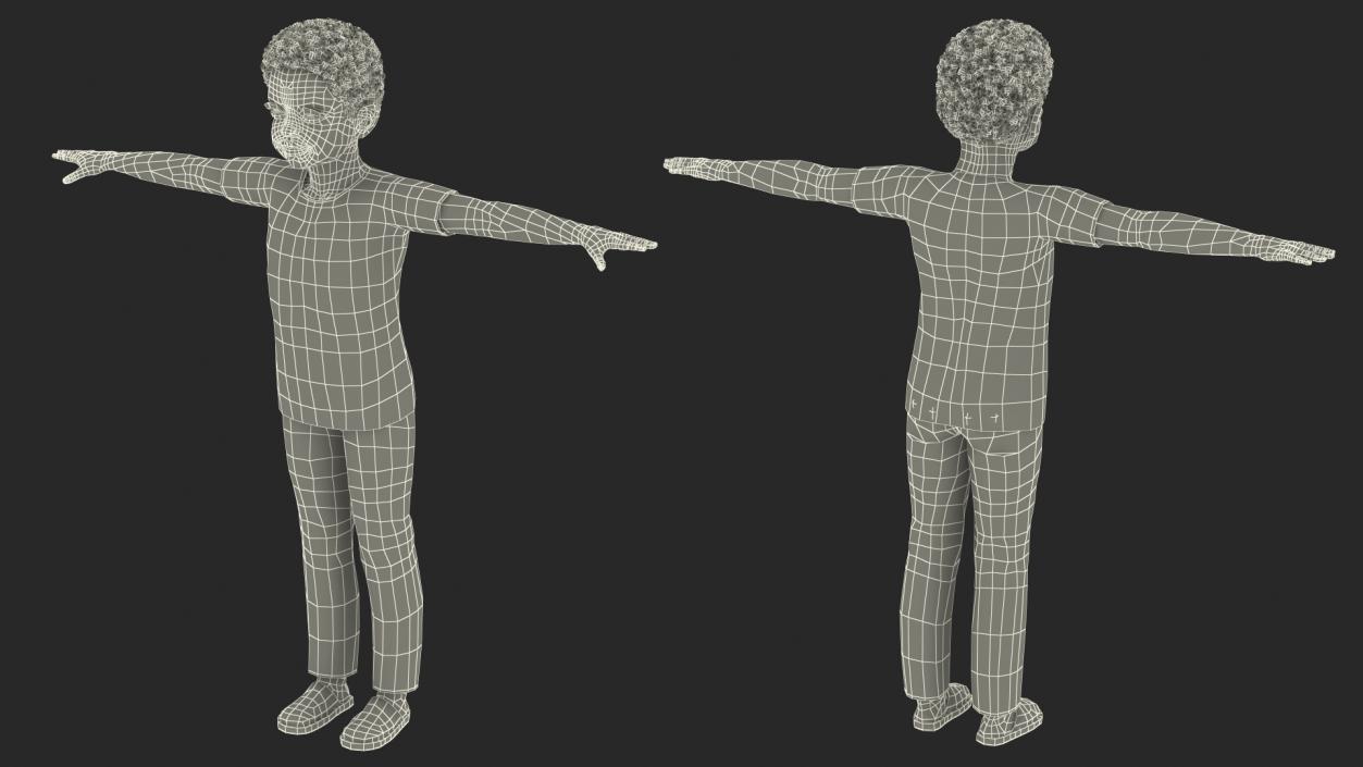 3D Black Child Boy Home Style Rigged model