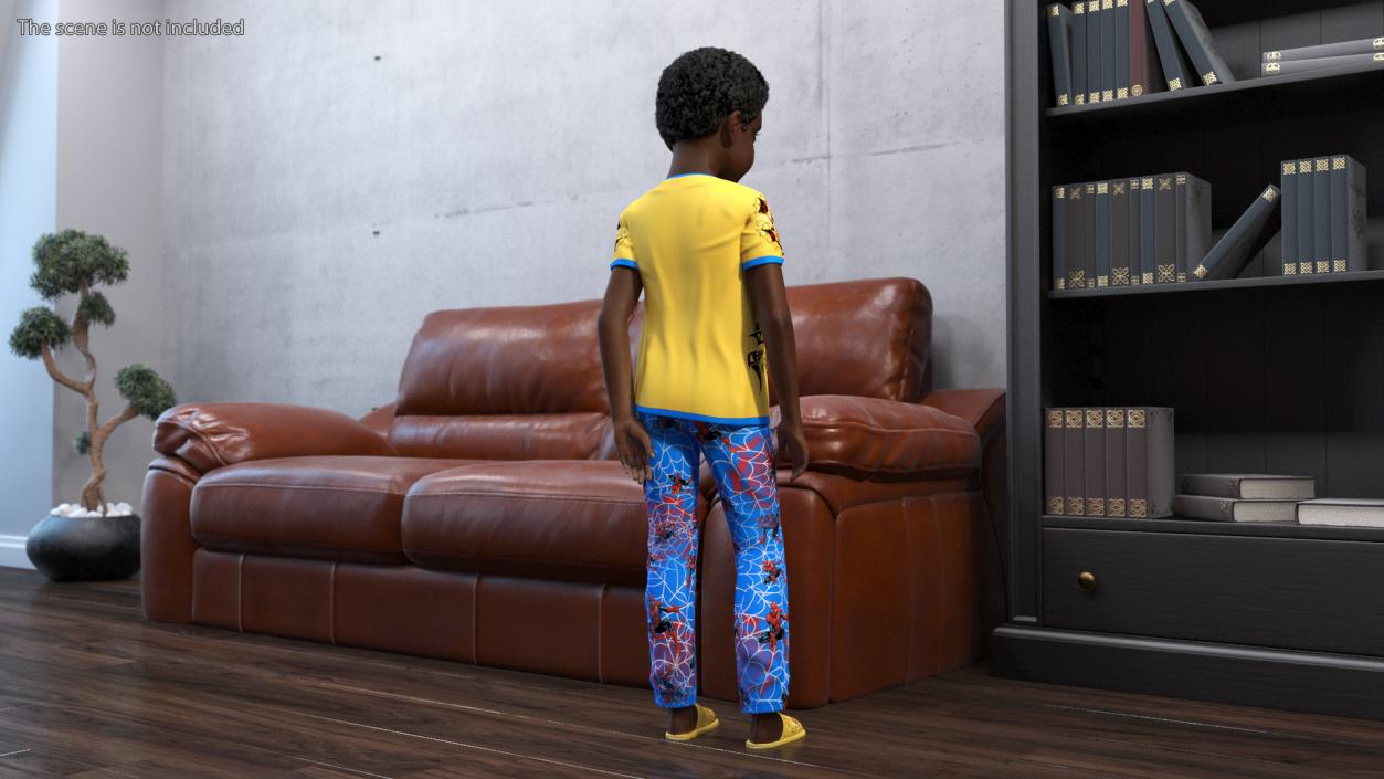 3D Black Child Boy Home Style Rigged model