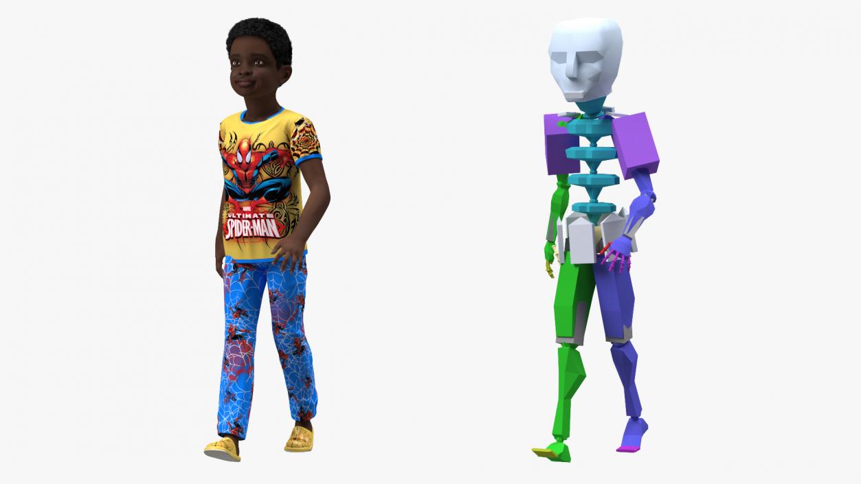 3D Black Child Boy Home Style Rigged model