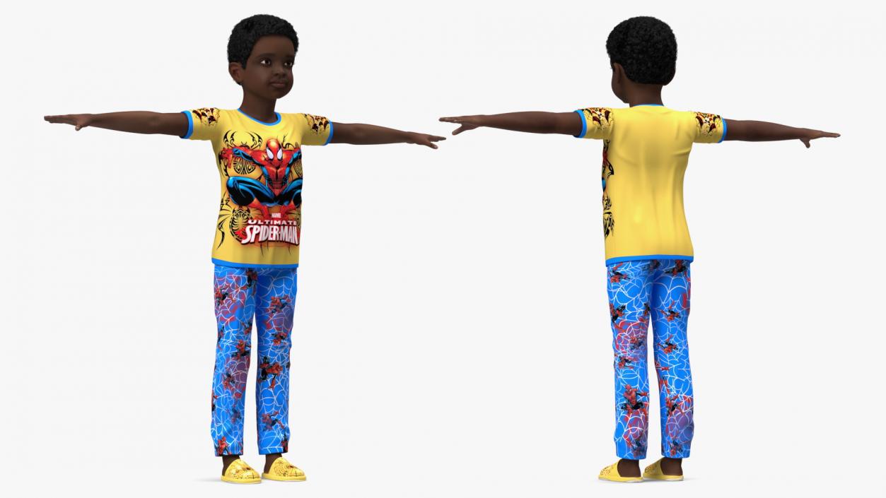 3D Black Child Boy Home Style Rigged model