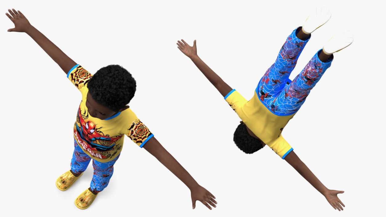 3D Black Child Boy Home Style Rigged model