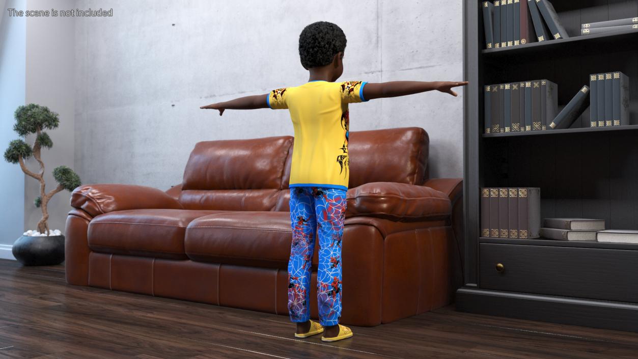 3D Black Child Boy Home Style Rigged model