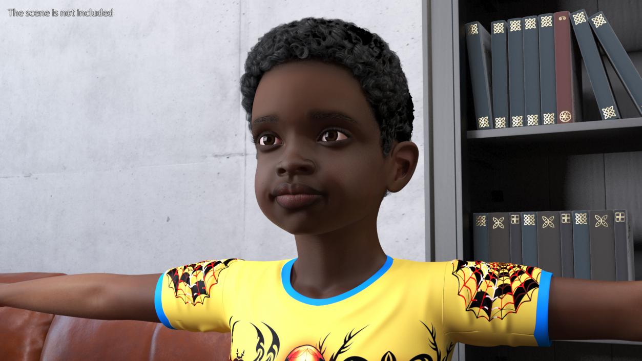 3D Black Child Boy Home Style Rigged model