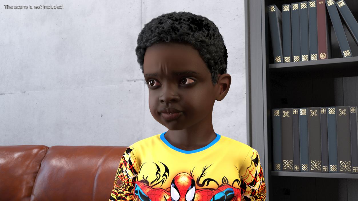 3D Black Child Boy Home Style Rigged model