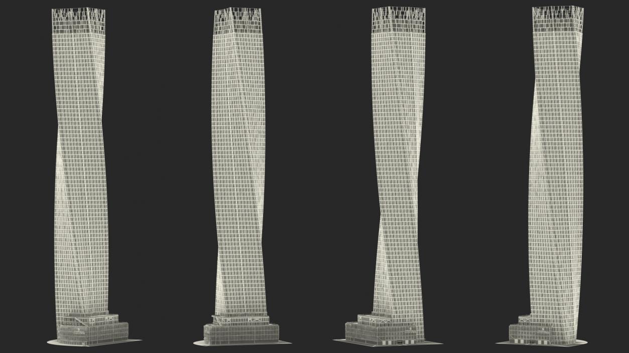 3D Cayan Tower Skyscraper Night Glow model