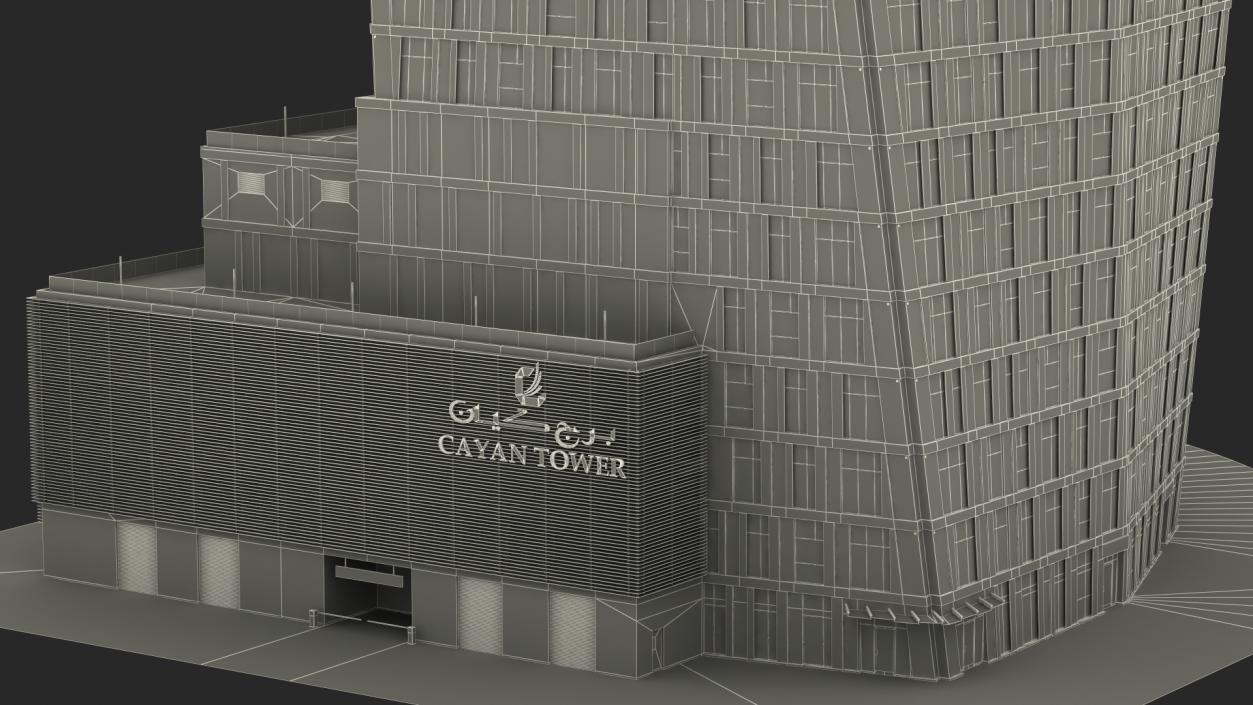 3D Cayan Tower Skyscraper Night Glow model