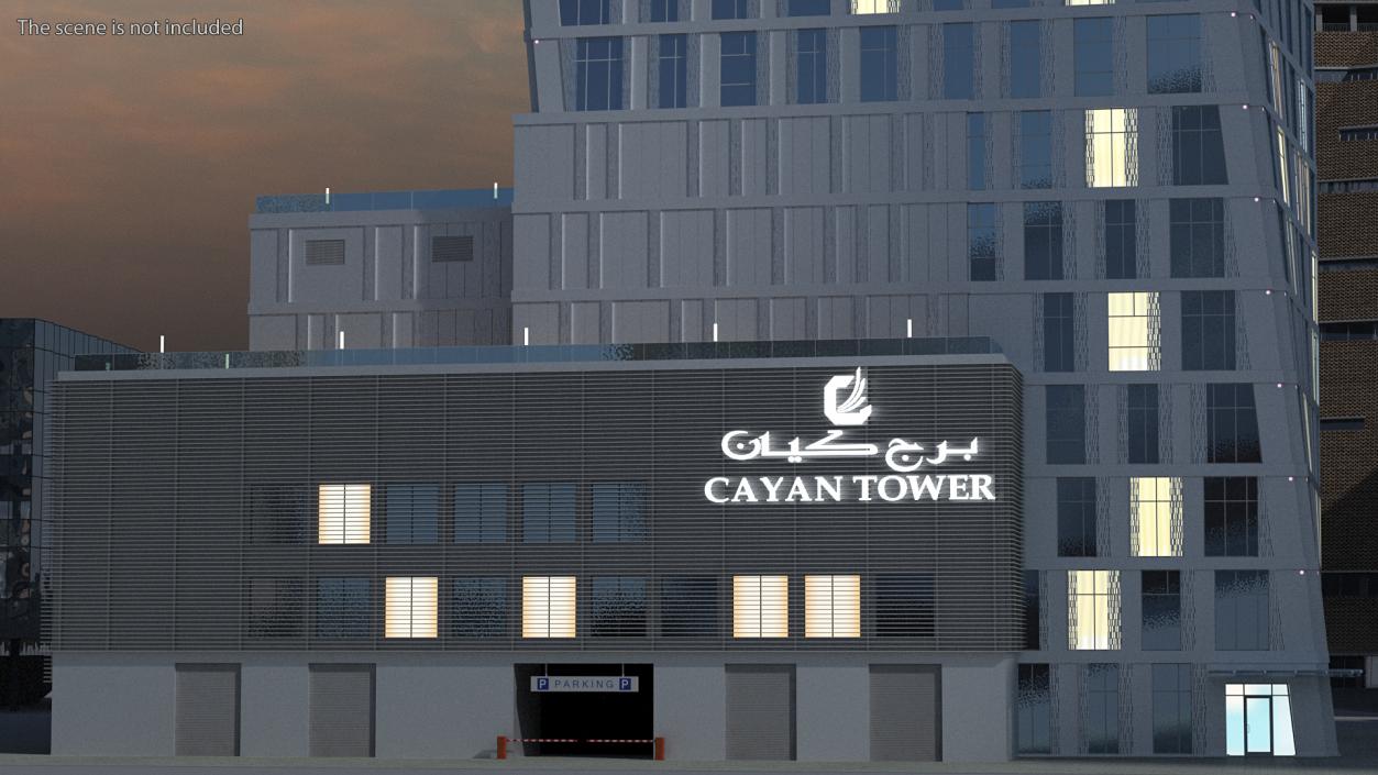 3D Cayan Tower Skyscraper Night Glow model