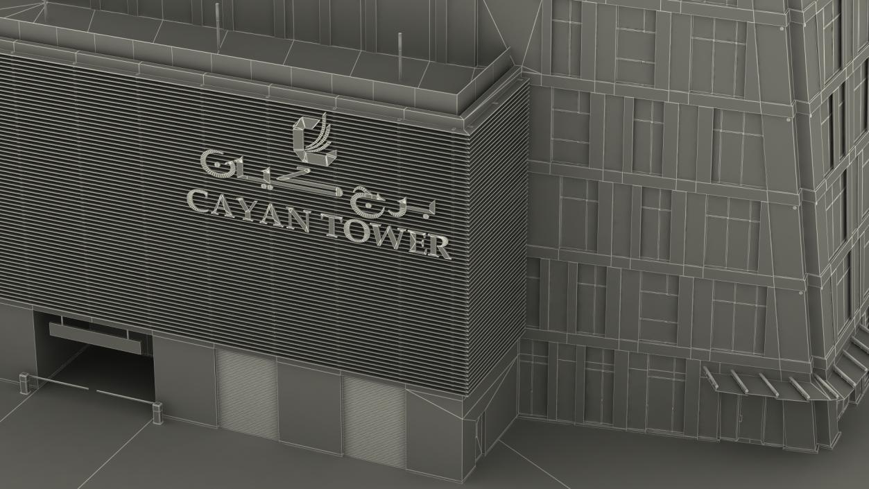 3D Cayan Tower Skyscraper Night Glow model