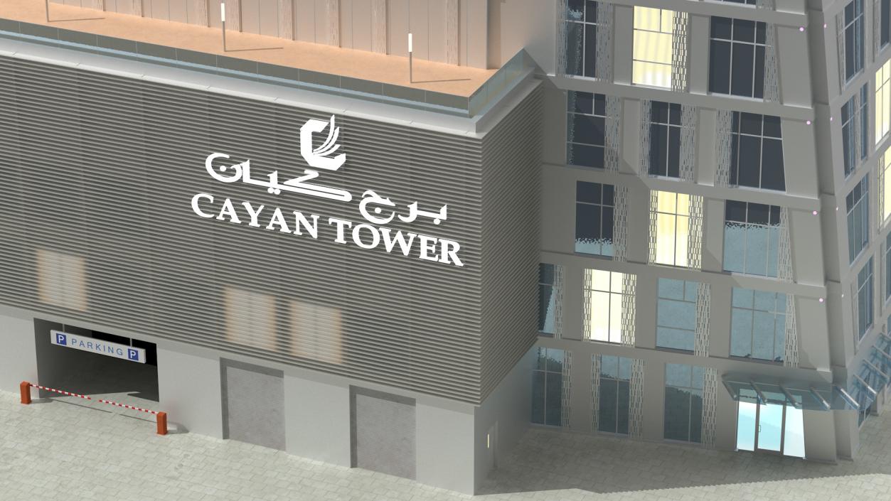 3D Cayan Tower Skyscraper Night Glow model