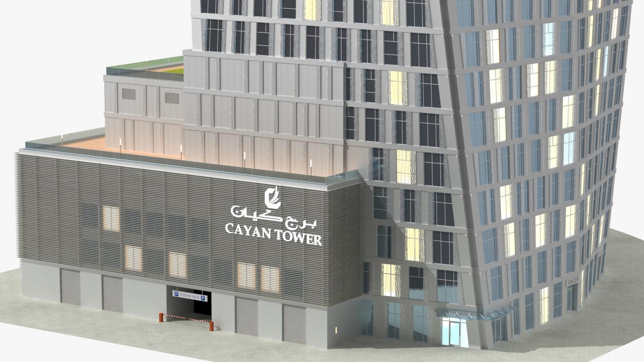 3D Cayan Tower Skyscraper Night Glow model