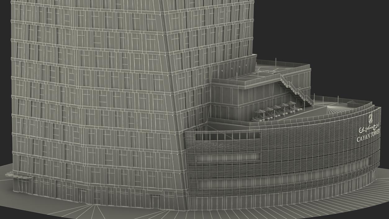 3D Cayan Tower Skyscraper Night Glow model