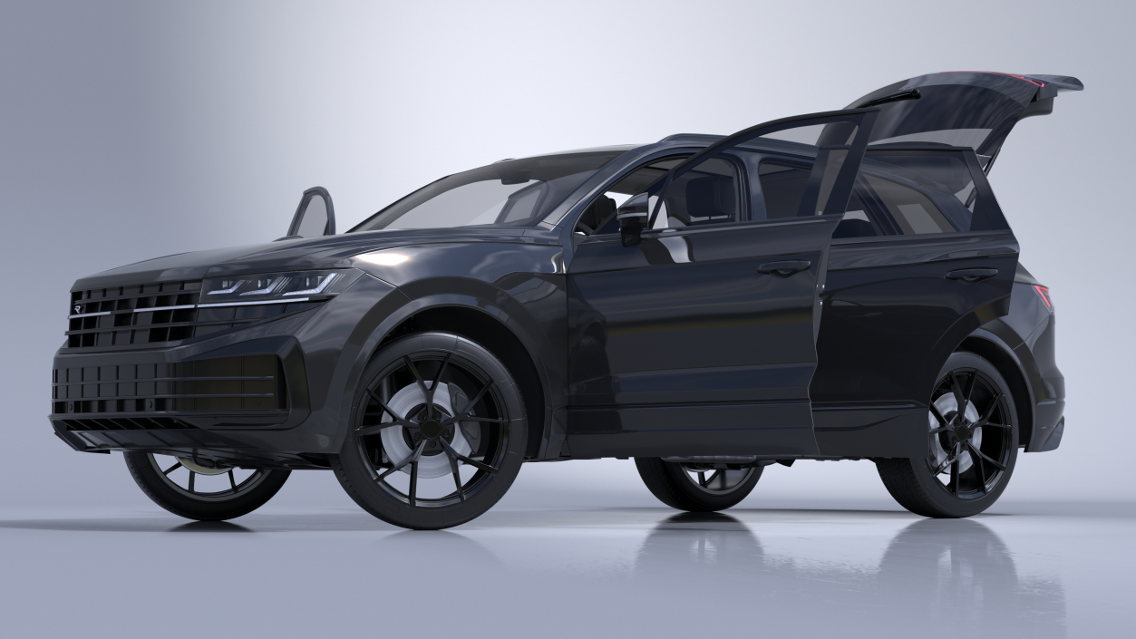 Hybrid Electric SUV Black Rigged 3D