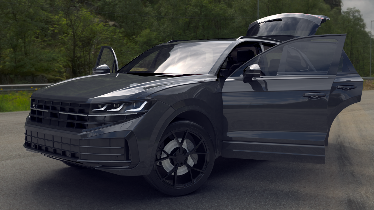 Hybrid Electric SUV Black Rigged 3D