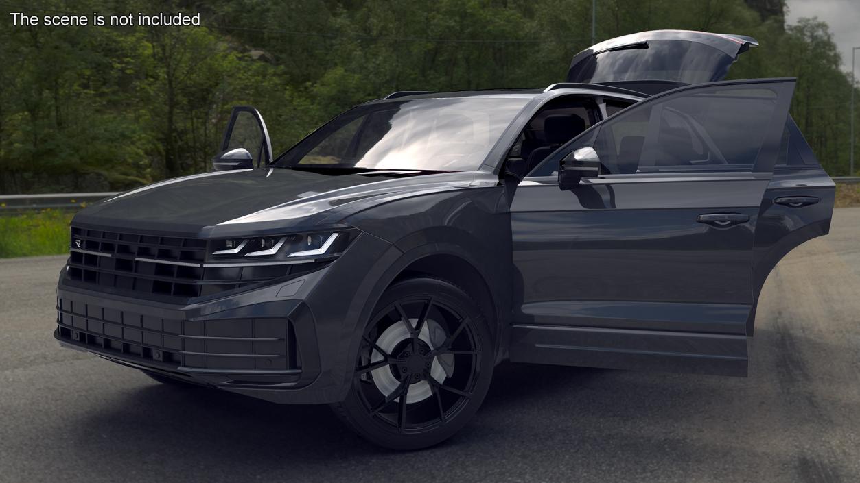 Hybrid Electric SUV Black Rigged 3D