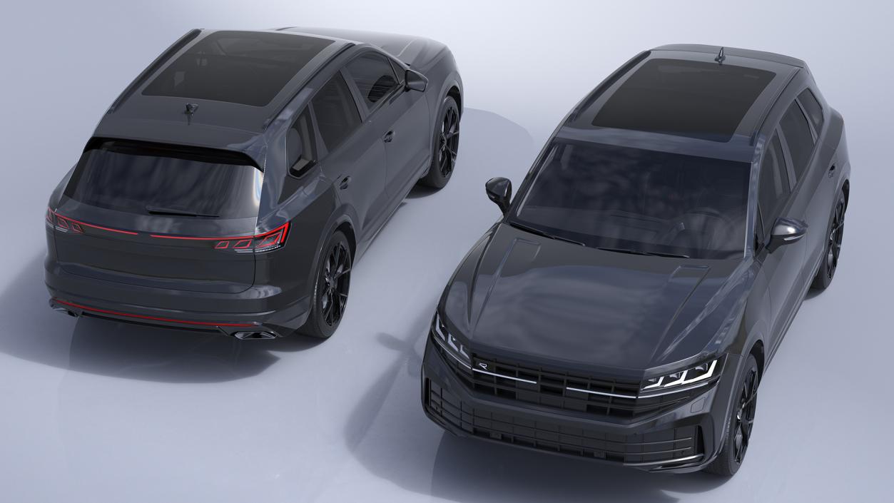 Hybrid Electric SUV Black Rigged 3D