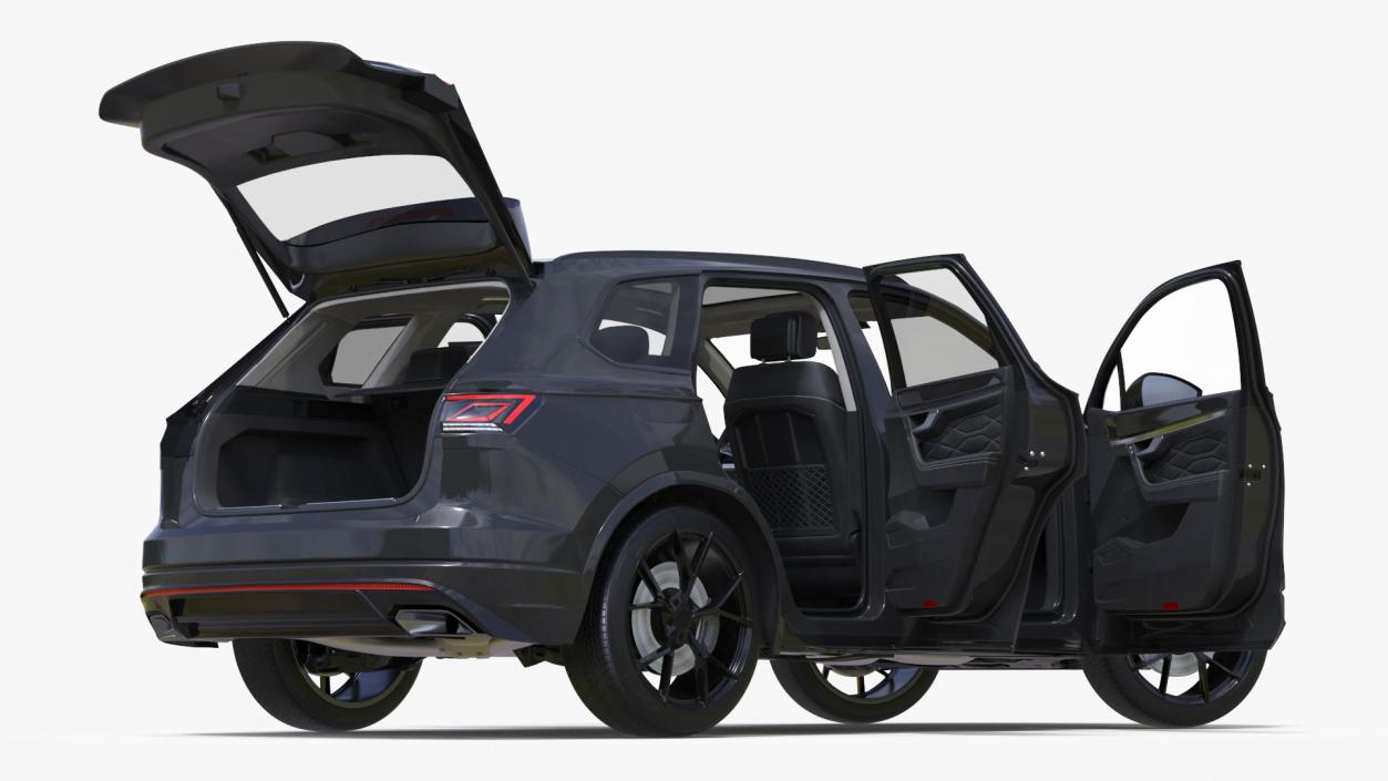 Hybrid Electric SUV Black Rigged 3D