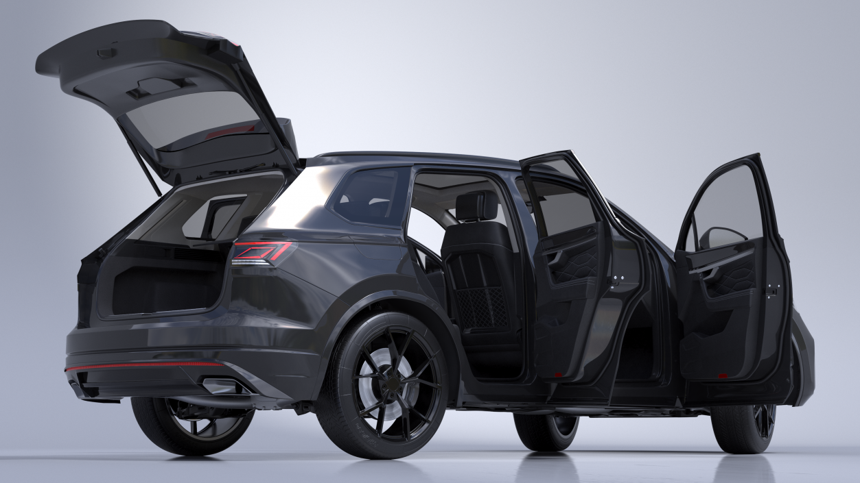 Hybrid Electric SUV Black Rigged 3D