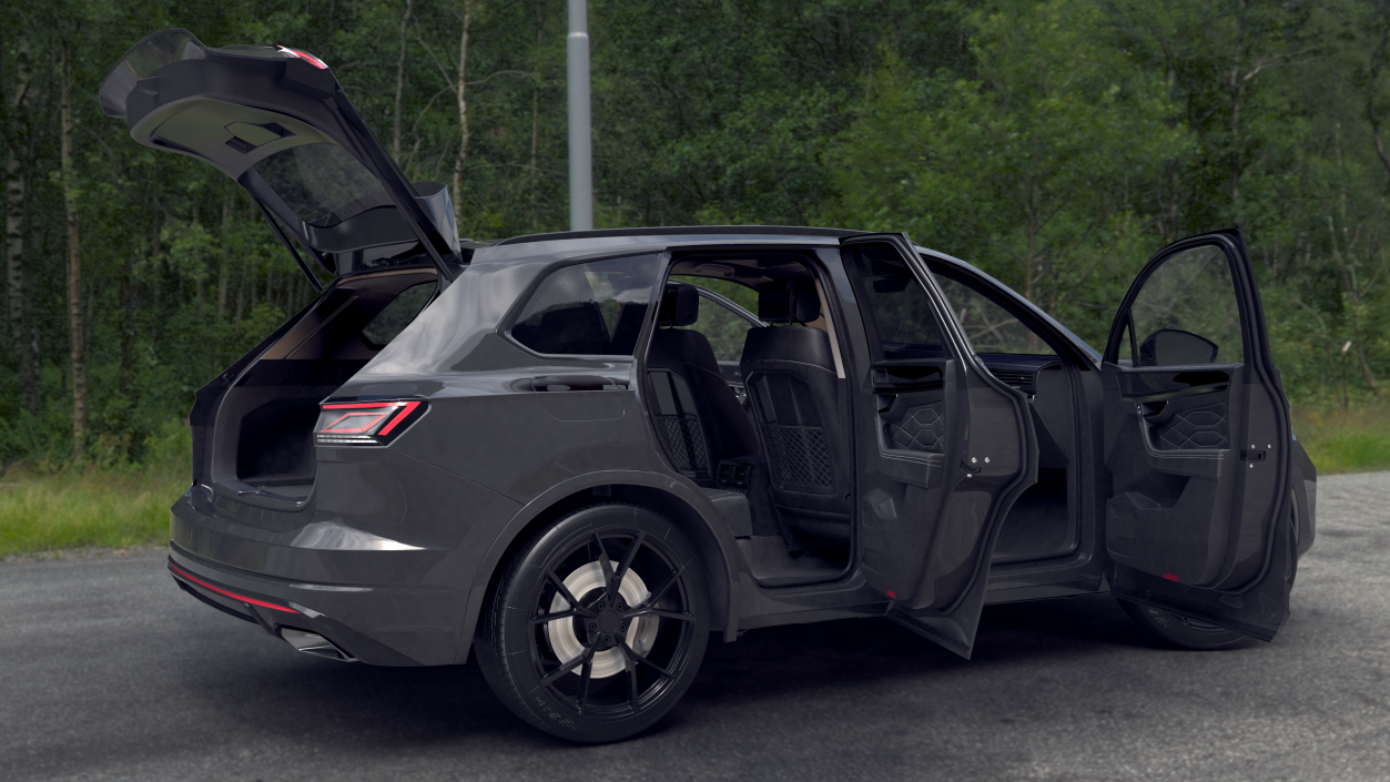 Hybrid Electric SUV Black Rigged 3D