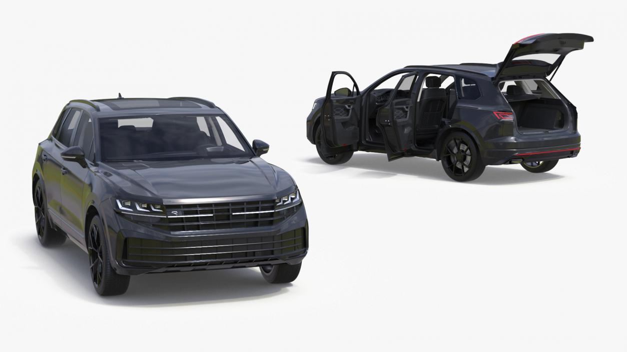 Hybrid Electric SUV Black Rigged 3D