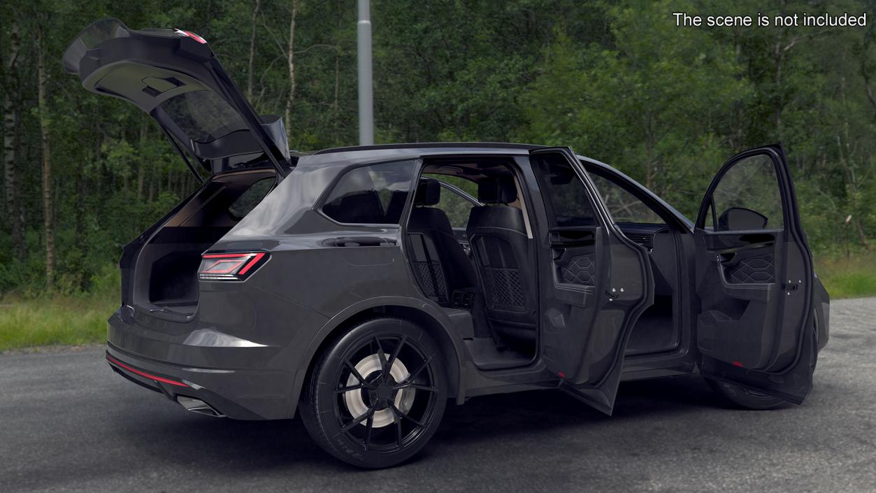 Hybrid Electric SUV Black Rigged 3D