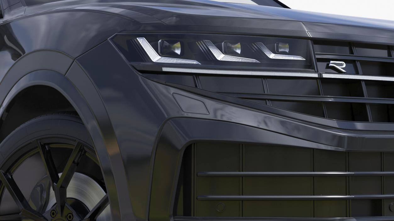 Hybrid Electric SUV Black Rigged 3D