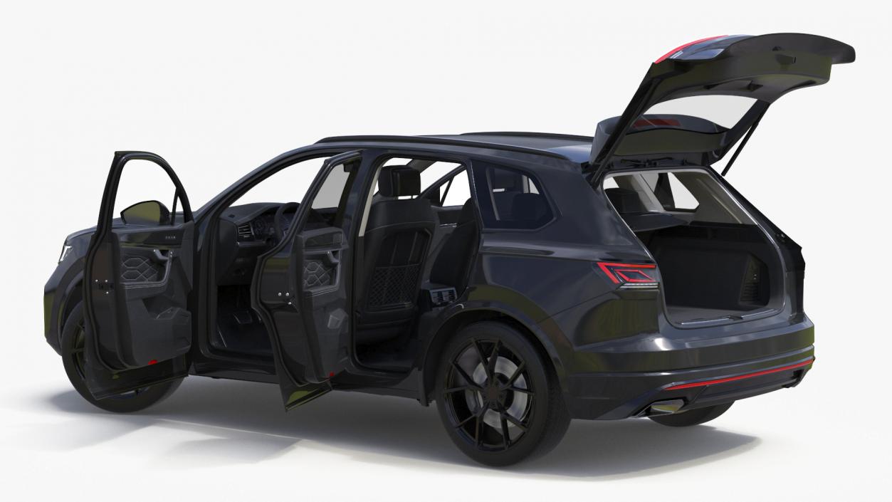 Hybrid Electric SUV Black Rigged 3D