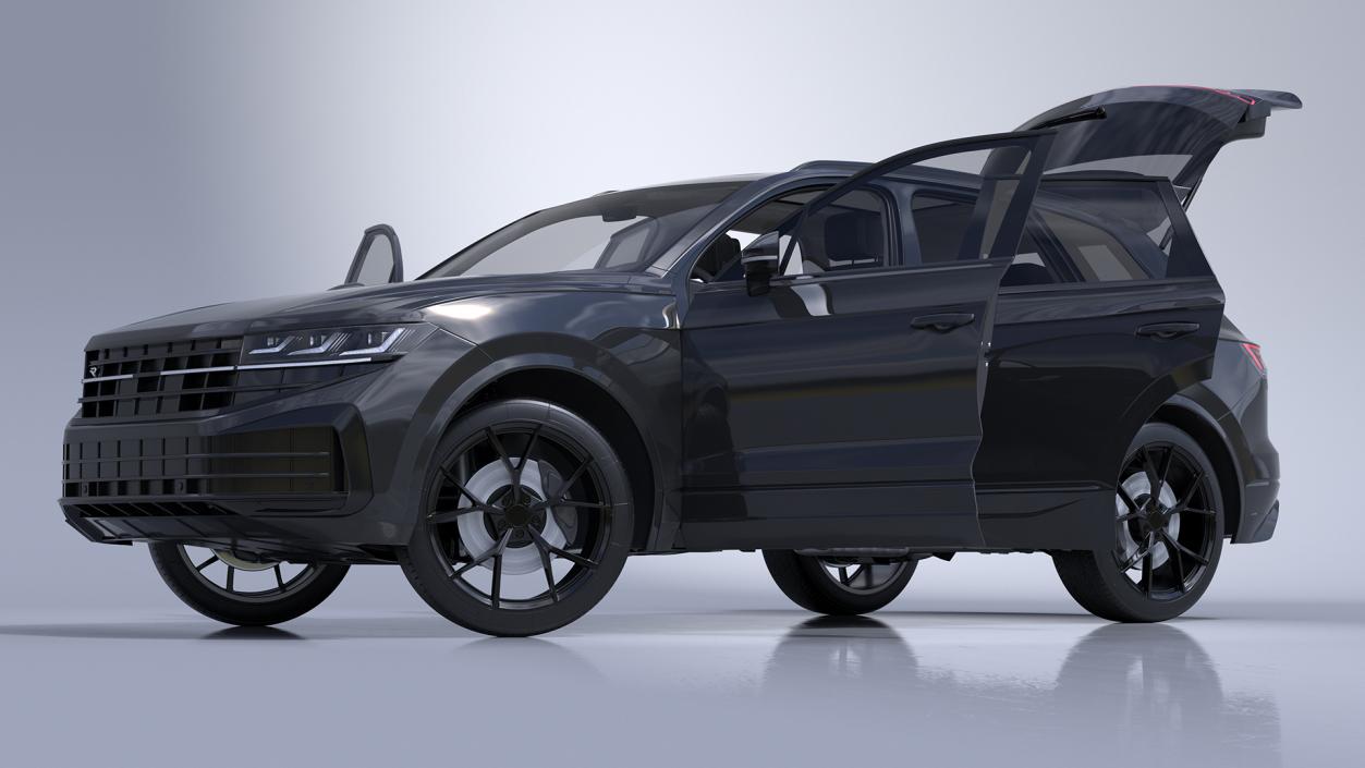 Hybrid Electric SUV Black Rigged 3D